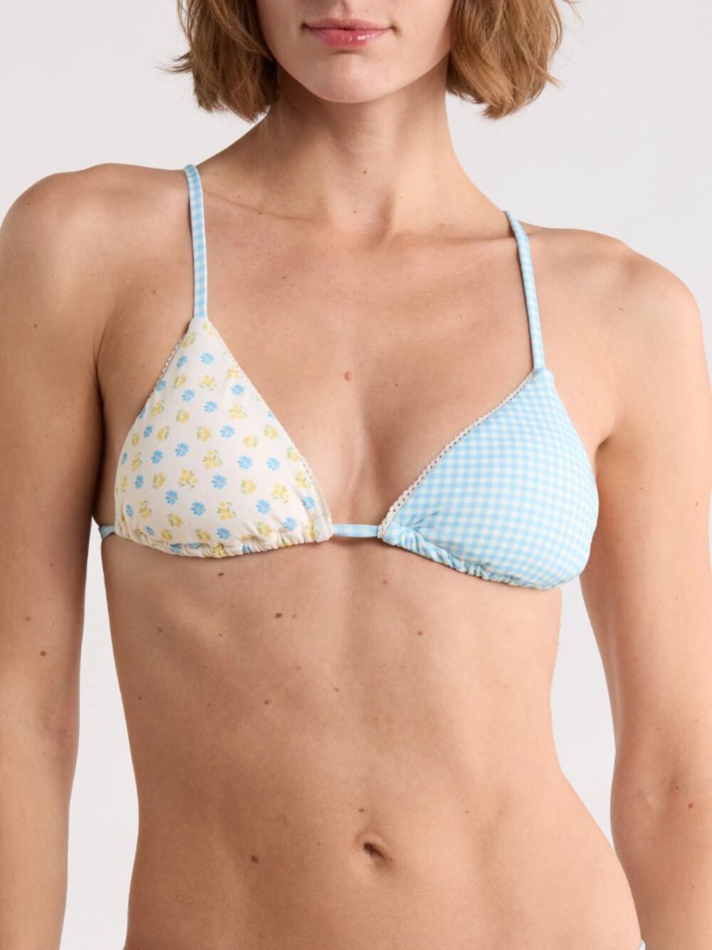 Dippin Daisys Emilia Triangle Bikini Top & Bottom in Meadow Blue Gingham
